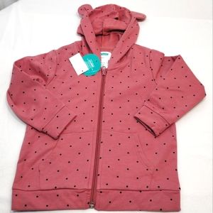 Mighty Goods Dusty Pink Fleece Lined Zip-Up Hoodie With Teddy Ears